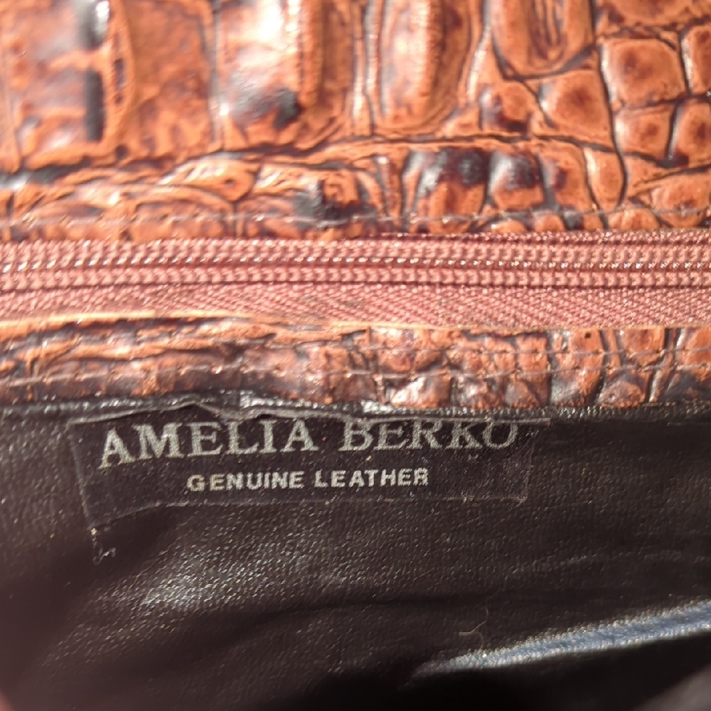 Vintage Brown Crocodile Embossed Handbag 60s - Picture 10 of 13